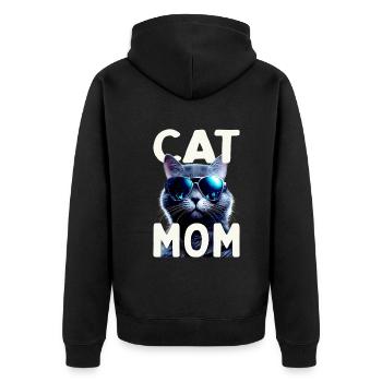Cat Mom Katzen Mama Kater Mutter Muttertag Katze - Unisex Premium Bio Zip Hoodie - Schwarz - Hinten - Nico (187cm)