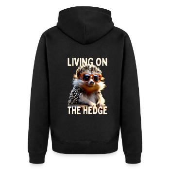 Igel Living on the Hedge Stacheltier Liebe Igel - Unisex Premium Bio Zip Hoodie - Schwarz - Hinten - Nico (187cm)