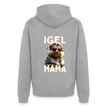 Igel Mama Mom Igelfrau Muttertag Igelmama Igel Mum - Unisex Premium Bio Zip Hoodie - Grau meliert - Hinten - Nico (187cm)