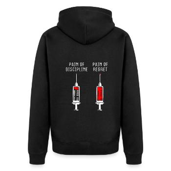 Douleur de la discipline Regret Discipline Fitness Succès - Veste à capuche bio Premium Unisexe - noir - Dos - Nico (187cm)