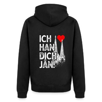 Ich Han Dich Jän Kölsch Kölle Kölner Karneval Köln - Unisex Premium Bio Zip Hoodie - Schwarz - Hinten - Nico (187cm)