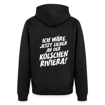 Kölsche Riviera Kölle Kölsch Kölner Karneval Köln - Unisex Premium Bio Zip Hoodie - Schwarz - Hinten - Nico (187cm)