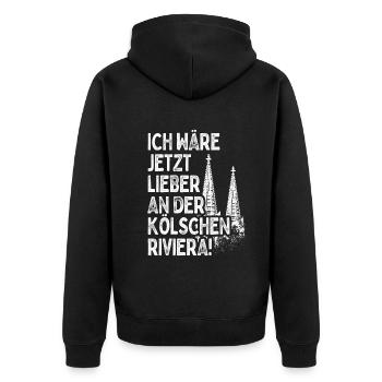 Kölsche Riviera Kölle Kölsch Kölner Karneval Köln - Unisex Premium Bio Zip Hoodie - Schwarz - Hinten - Nico (187cm)