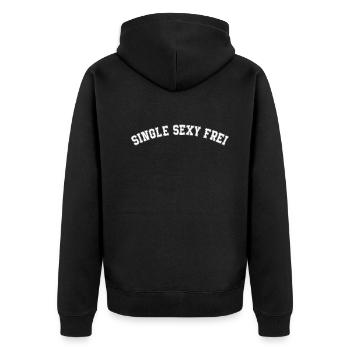 Single Sexy Frei Stolz Flirten Trennung Liebe Solo - Unisex Premium Bio Zip Hoodie - Schwarz - Hinten - Nico (187cm)