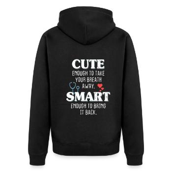 Cute Enough To Take Your Breath Away Arzt Ärztin - Unisex Premium Organic Zip Hoodie - black - Back - Nico (187cm)