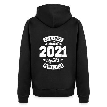 Vintage 2021 Geburtstag - retro 2021 - Unisex Premium Bio Zip Hoodie - Schwarz - Hinten - Nico (187cm)