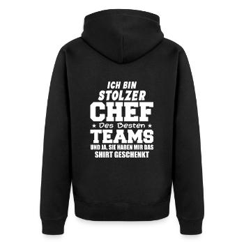 Stolzer Chef Des Besten Teams Shirt Geschenkt Fun - Unisex Premium Bio Zip Hoodie - Schwarz - Hinten - Nico (187cm)