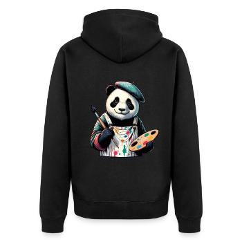 Cute Panda Artist - Unisex Premium Bio Zip Hoodie - Schwarz - Hinten - Nico (187cm)