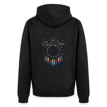 Live your dream Dreamcatcher - Unisex Premium Bio Zip Hoodie - Schwarz - Hinten - Nico (187cm)