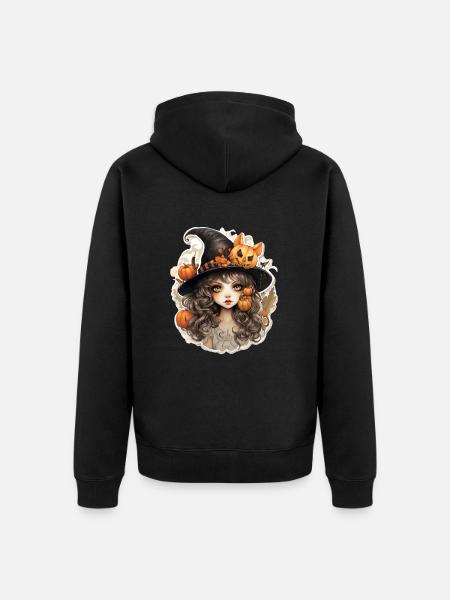 Halloween Hexe - Unisex Premium Bio Zip Hoodie - Schwarz