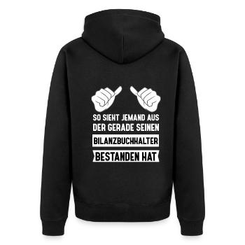 Erfolgreicher Bilanzbuchhalter - Prüfung Bestanden - Unisex Premium Bio Zip Hoodie - Schwarz - Hinten - Nico (187cm)