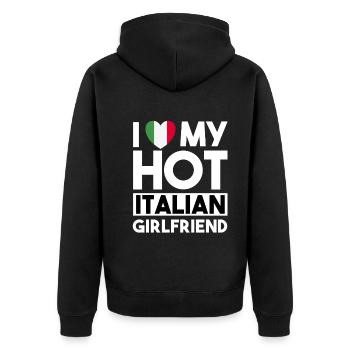 J’aime ma petite amie italienne chaude - Veste à capuche bio Premium Unisexe - noir - Dos - Nico (187cm)