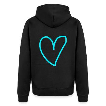 Coeur turquoise idée cadeau cyan bleu vert sarcelle - Veste à capuche bio Premium Unisexe - noir - Dos - Nico (187cm)