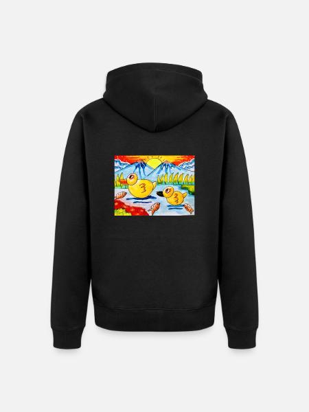 Glückliche Farbe Glückliche Welt - Unisex Premium Bio Zip Hoodie - Schwarz
