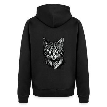 Kätzchen-Tattoo 🐾 1 - Unisex Premium Bio Zip Hoodie - Schwarz - Hinten - Nico (187cm)