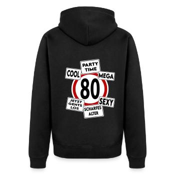 Geburtstag 80 Mega Cool Sexy Party Stark - Unisex Premium Bio Zip Hoodie - Schwarz - Hinten - Nico (187cm)