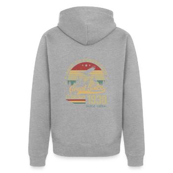 86 Jahre alt Aged to Perfection geboren im Februar 1938 - Unisex Premium Bio Zip Hoodie - Grau meliert - Hinten - Nico (187cm)