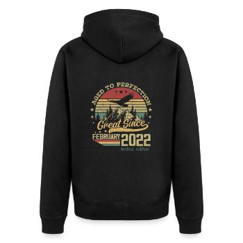 2 ans Vieilli à la Perfection né en février 2022 - Veste à capuche bio Premium Unisexe - noir - Dos - Nico (187cm)