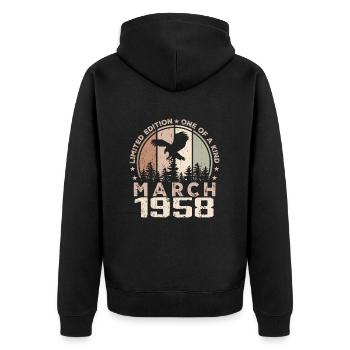 Incomparable since March 1958, 66th Anniversary - Unisex Premium Organic Zip Hoodie - black - Back - Nico (187cm)