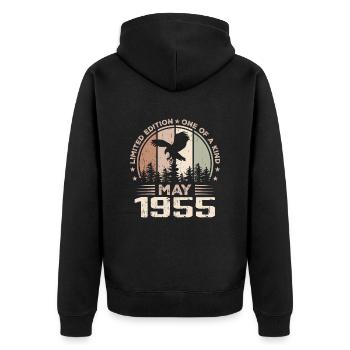Incomparable since May 1955, 69th Anniversary - Unisex Premium Organic Zip Hoodie - black - Back - Nico (187cm)