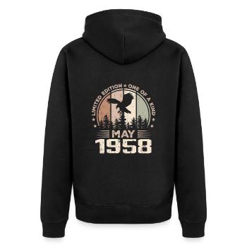 Incomparable since May 1958, 66th Anniversary - Unisex Premium Organic Zip Hoodie - black - Back - Nico (187cm)