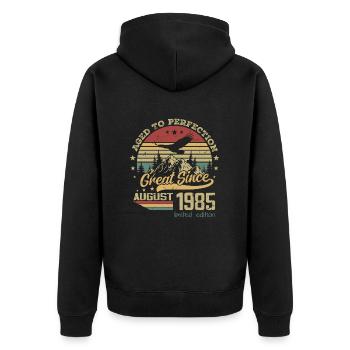 39 years old Aged to perfection born in August 1985 - Unisex Premium Organic Zip Hoodie - black - Back - Nico (187cm)