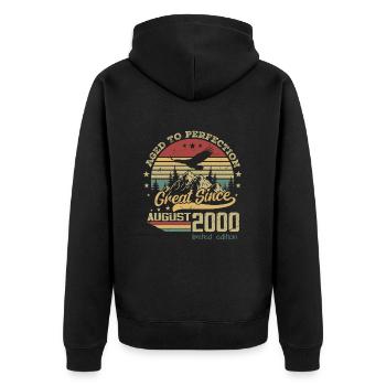 24 years old Aged to perfection born in August 2000 - Unisex Premium Organic Zip Hoodie - black - Back - Nico (187cm)