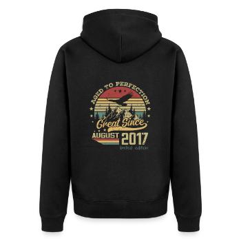 7 ans Vieilli à la Perfection né en août 2017 - Veste à capuche bio Premium Unisexe - noir - Dos - Nico (187cm)