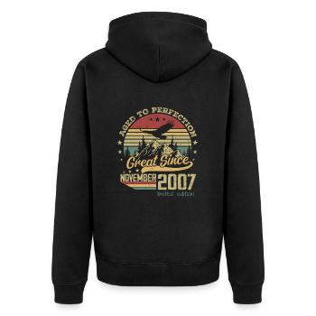 17 Year Old Aged to Perfection Born: November 2007 - Unisex Premium Organic Zip Hoodie - black - Back - Nico (187cm)