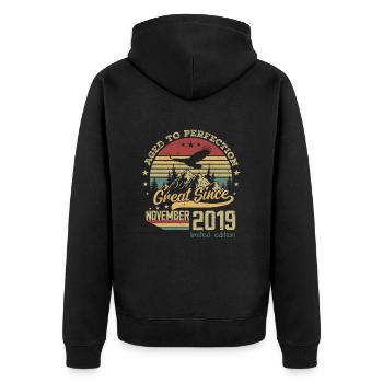 5 ans Vieilli à la Perfection né : novembre 2019 - Veste à capuche bio Premium Unisexe - noir - Dos - Nico (187cm)
