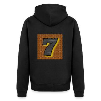 7 (Sieben) - Abbild - 2023 - Unisex Premium Bio Zip Hoodie - Schwarz - Hinten - Nico (187cm)