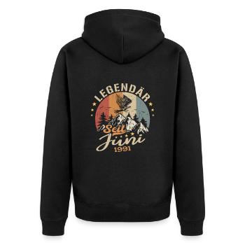 Legendär seit Juni 1991 - Geburtstag 1991 - Unisex Premium Bio Zip Hoodie - Schwarz - Hinten - Nico (187cm)