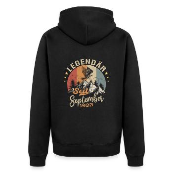 September 1992 - September 1992 Jahrestag 1992 - Unisex Premium Bio Zip Hoodie - Schwarz - Hinten - Nico (187cm)