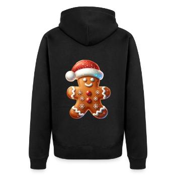 Gingerbread Gingerbread Man Xmas - Unisex Premium Organic Zip Hoodie - black - Back - Nico (187cm)