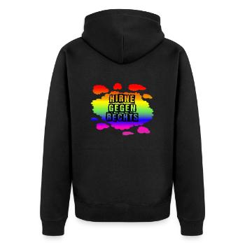 AfD stoppen gegen rechts Demokratie Vielfalt links - Unisex Premium Bio Zip Hoodie - Schwarz - Hinten - Nico (187cm)