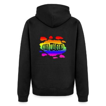 AfD stoppen gegen rechts Demokratie Vielfalt links - Unisex Premium Bio Zip Hoodie - Schwarz - Hinten - Nico (187cm)