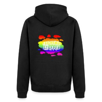 AfD stoppen gegen rechts Demokratie Vielfalt links - Unisex Premium Bio Zip Hoodie - Schwarz - Hinten - Nico (187cm)