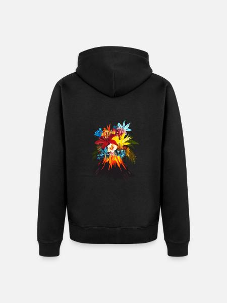 Vulkan Blumen bunt - Unisex Premium Bio Zip Hoodie - Schwarz