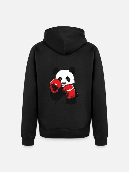 Boxen Panda rote Boxhandschuhe - Unisex Premium Bio Zip Hoodie - Schwarz