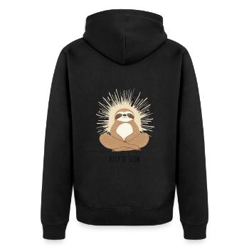 Keep It Slow – Méditation détendue contre la paresse - Veste à capuche bio Premium Unisexe - noir - Dos - Nico (187cm)