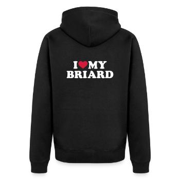 Briard - Unisex Premium Bio Zip Hoodie - Schwarz - Hinten - Nico (187cm)
