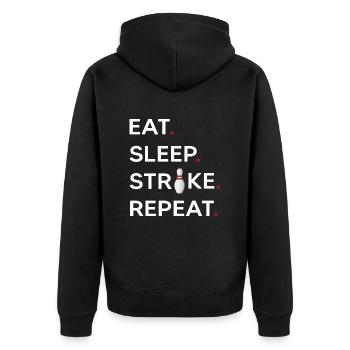 bowling strike bowlingkugel x bowling-life - Unisex Premium Bio Zip Hoodie - Schwarz - Hinten - Nico (187cm)