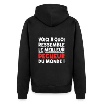 voici a quoi ressemble Le meilleur pêcheur - Veste à capuche bio Premium Unisexe - noir - Dos - Nico (187cm)