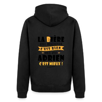 Adrien Bière Cadeau Humour cadeau adrien - Veste à capuche bio Premium Unisexe - noir - Dos - Nico (187cm)