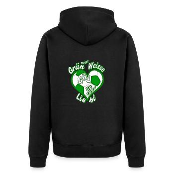 Grün Weisse Liebe - Unisex Premium Bio Zip Hoodie - Schwarz - Hinten - Nico (187cm)