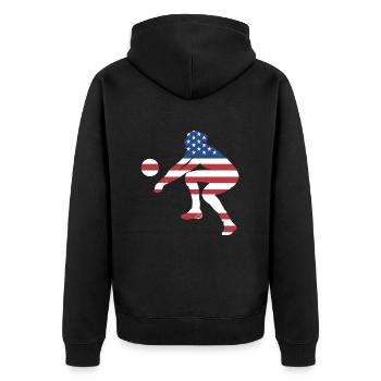 Sport Us Flag Volleyball - Unisex Premium Bio Zip Hoodie - Schwarz - Hinten - Nico (187cm)