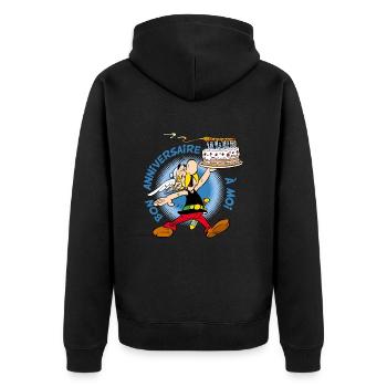 Asterix & Obelix Asterix Birthday Cake Design - Unisex Premium Organic Zip Hoodie - black - Back - Nico (187cm)