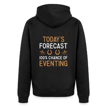 Rider Today's Forecast Eventing - Unisex Premium Bio Zip Hoodie - Schwarz - Hinten - Nico (187cm)
