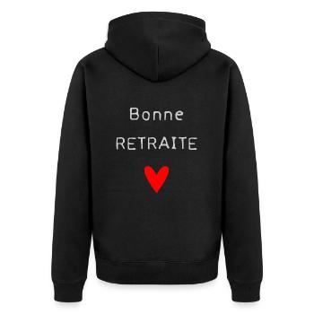 - RUHESTAND. GUTER RUHESTAND. FROHER RUHESTAND - Unisex Premium Bio Zip Hoodie - Schwarz - Hinten - Nico (187cm)