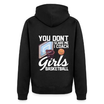 Tu ne me fais pas peur J’entraîne des filles pour des joueuses de basket-ball - Veste à capuche bio Premium Unisexe - noir - Dos - Nico (187cm)